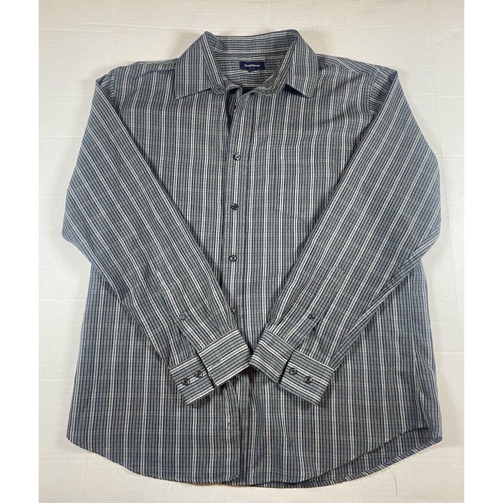 Croft Barrow Casual Button‎ Down Shirt Men's Large Easy Care Classic Fit